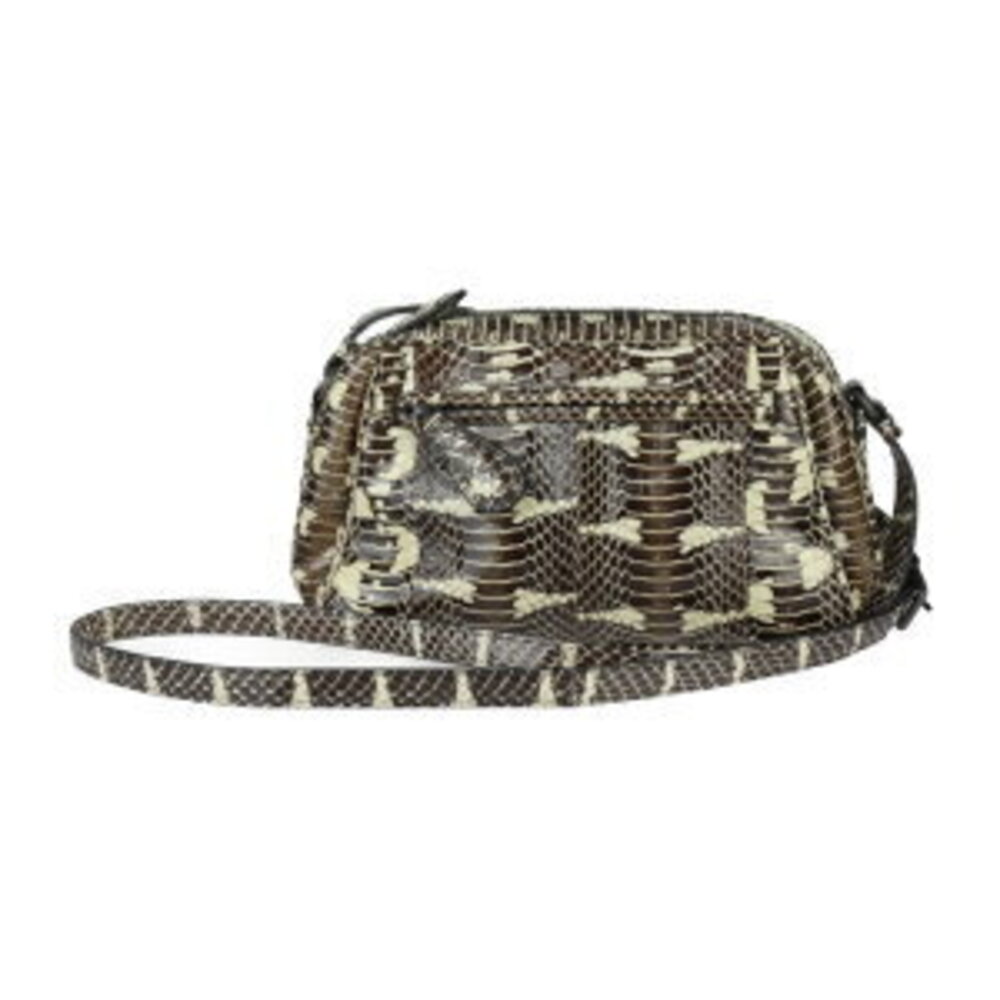 BOTTEGA VENETA shoulder bag python leather brown cream tones